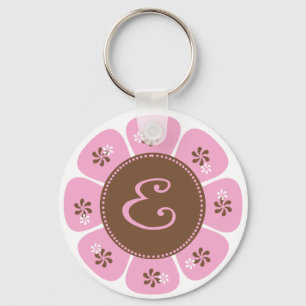 Porte-clés Monogramme Brown et rose E