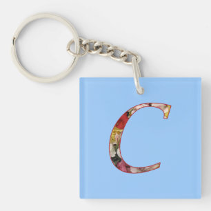 Porte-clés Monogramme C Floral Design Porte - clé