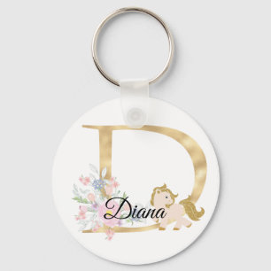 Porte-clés Monogramme cheval mignon floral féminin cavalier n