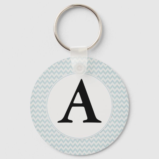 Porte-clés Monogramme Chevron bleu clair (Recto)