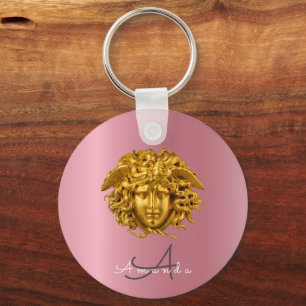 Porte-clés Monogramme Chic Couture Or Medusa Masque Rose Or