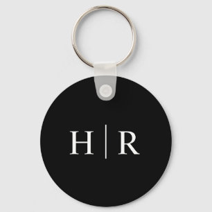 Porte-clés Monogramme Classique Minimal Noir Blanc