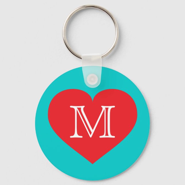 Porte-clés Monogramme Coeur rouge (Recto)