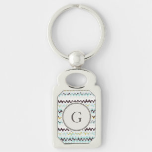 Porte-clés Monogramme coloré mignon de motif d'abrégé sur