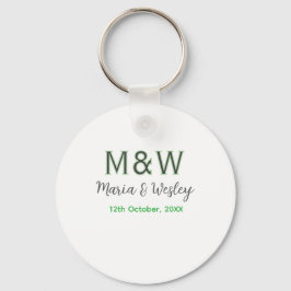 Porte-clés Monogramme couple gris vert moderne date romantiqu