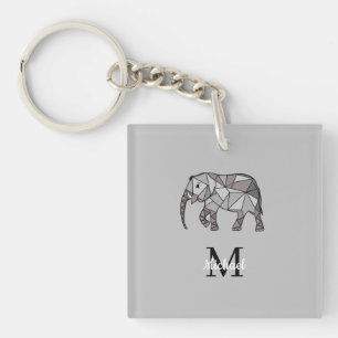 Porte-clés Monogramme Cute Graphics Eléphant Personnalisé N