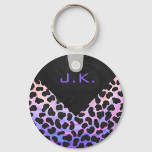 Porte-clés Monogramme Dalmatien noir et rose