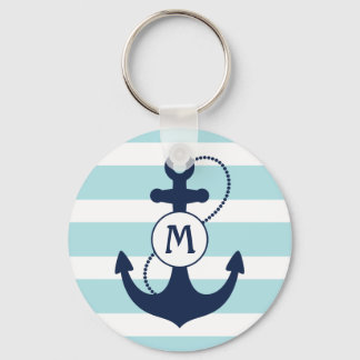 Porte-clés Monogramme d'Ancre marine bleu clair