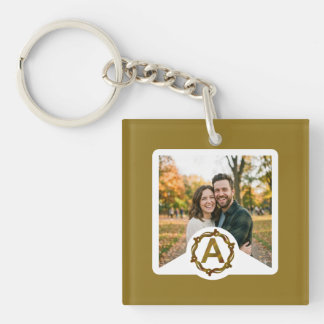 Porte-clés Monogramme d'Artisan Personnalisé A | Cadre en Boi