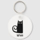 Porte-clés Monogramme de chat noir amusant (Front)