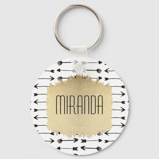 Porte-clés Monogramme de flèches de main noire et blanche mod (Recto)