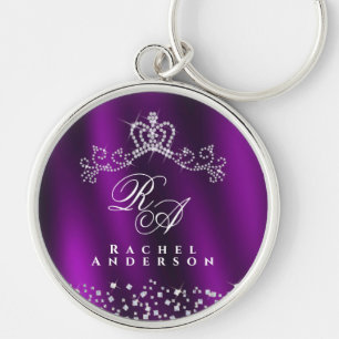 Porte-clés Monogramme de la Couronne brillante Magenta