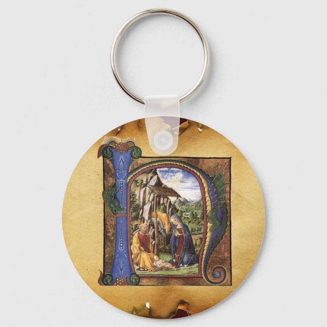 PORTE-CLÉS MONOGRAMME DE LA NATIVITÉ PARCHEMENT DE NOËL (Recto)