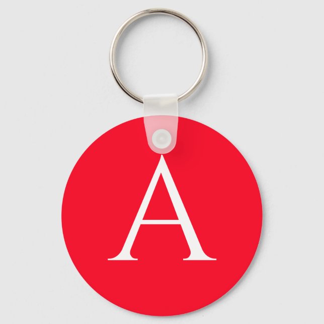 Porte-clés Monogramme de lettre initiale rouge blanc simple (Recto)
