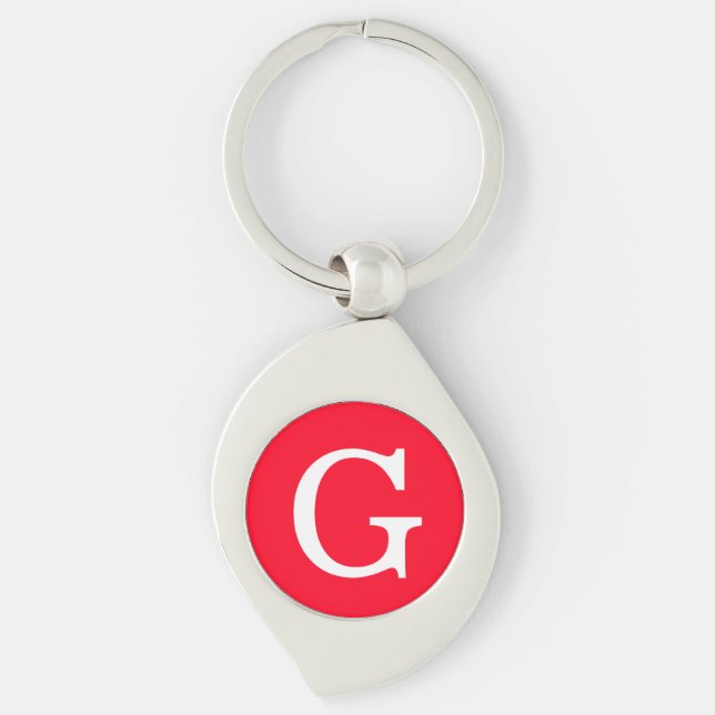 Porte-clés Monogramme de lettre initiale rouge blanc simple (Devant)