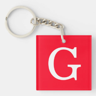Porte-clés Monogramme de lettre initiale rouge blanc simple
