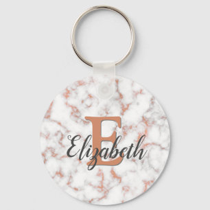 Porte-clés Monogramme de marbre de cuivre métallique Girly