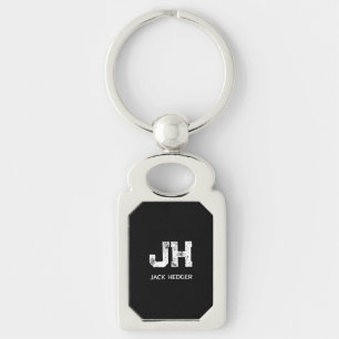 PORTE-CLÉS MONOGRAMME DE NOM À DEUX LETTRES BLANC MINIMALISTE