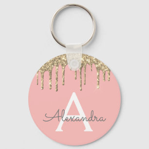 Porte-clés Monogramme de Parties scintillant brillant rose or
