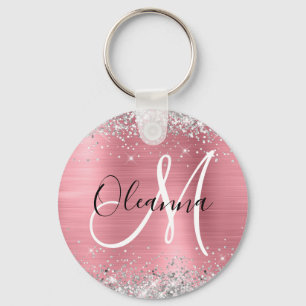 Porte-clés Monogramme de Parties scintillant en argent modern