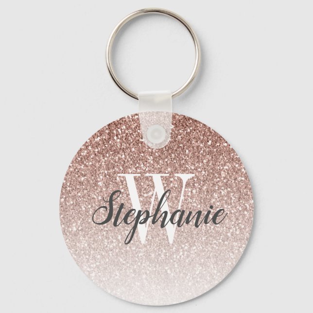 Porte-clés Monogramme de Parties scintillant moderne Rose Gol (Recto)