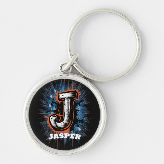 Porte-clés Monogramme de peinture en aérosol urbain "J" perso (Devant)