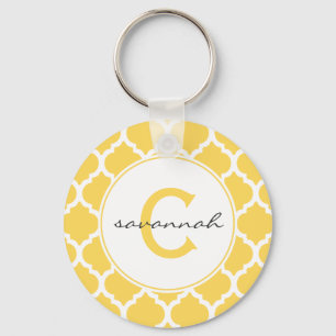 Porte-clés Monogramme de Quatrefoil jaune