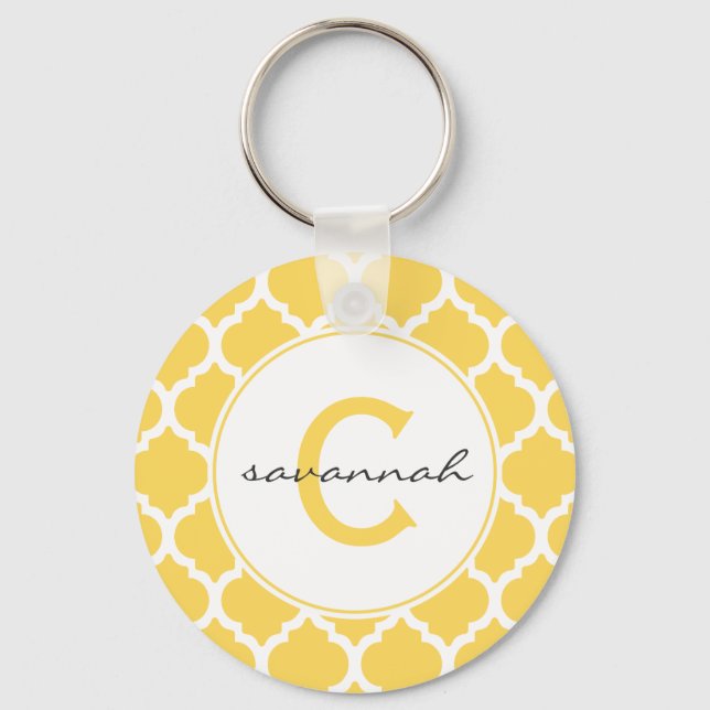 Porte-clés Monogramme de Quatrefoil jaune (Recto)