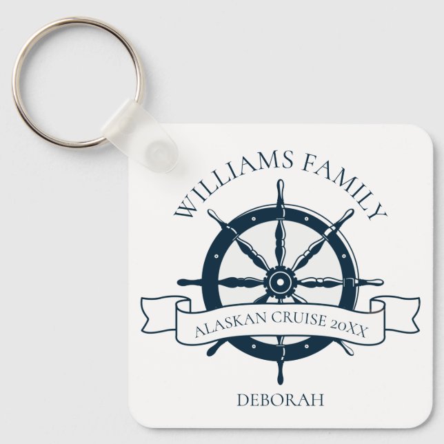 Porte-clés Monogramme de roue marine de bateau de croisière s (Recto)