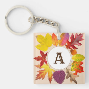 Porte-clés monogramme des feuilles d'automne