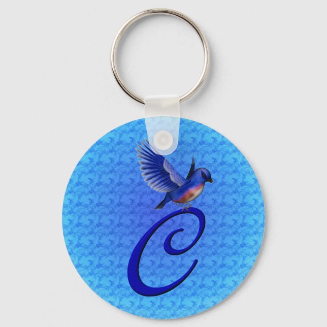 Porte-clés Monogramme élégant de Bluebird Initial C (Recto)