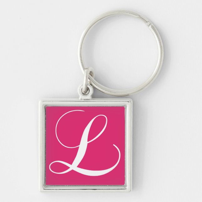 Porte-clés Monogramme élégant L faveurs roses de porte - clés (Devant)