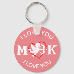 Porte-clés monogramme élégant mignon valentine, sucré pour co