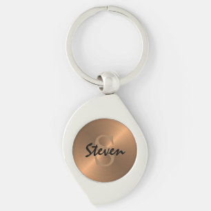 Porte-clés Monogramme élégant pour hommes Nom bronze Métal