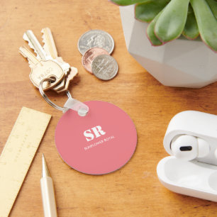 Porte-clés Monogramme Élégant rose minimal