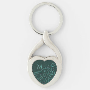 Porte-clés Monogramme élégant Turquoise moderne