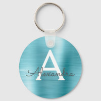 Monogramme en acier inoxydable faux bleu