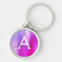 Monogramme en acier inoxydable rose et violet