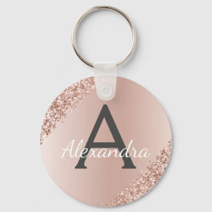 Porte-clés Monogramme en acier inoxydable rose rose