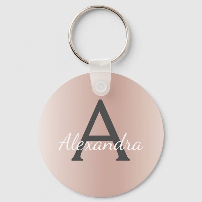 Porte-clés Monogramme en acier inoxydable rose rose (Recto)