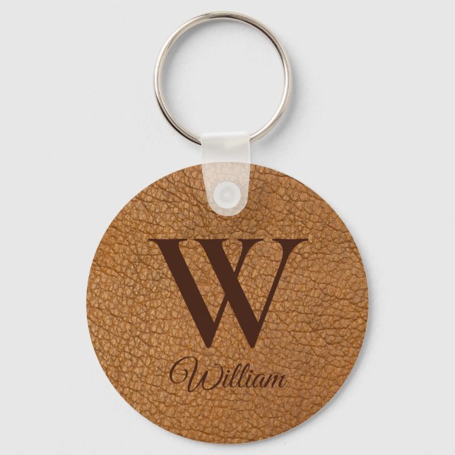 Porte-clés Monogramme en cuir texturé Brown sophistiqué (Recto)