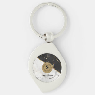 Porte-clés monogrammé en marbre intemporel