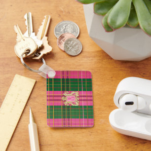 Porte-clés Monogramme en plastique rose et vert