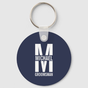 Porte-clés Monogramme et nom des Groomsmen personnalisés mode