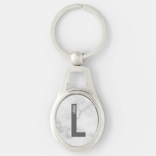 Porte-clés Monogramme et nom gras personnalisés modernes