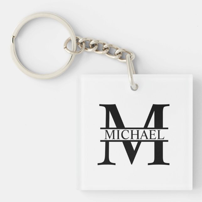 Porte-clés Monogramme et nom personnalisés (Devant)
