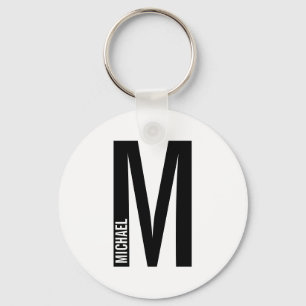 Porte-clés Monogramme et nom personnalisés modernes