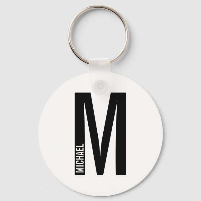 Porte-clés Monogramme et nom personnalisés modernes (Recto)