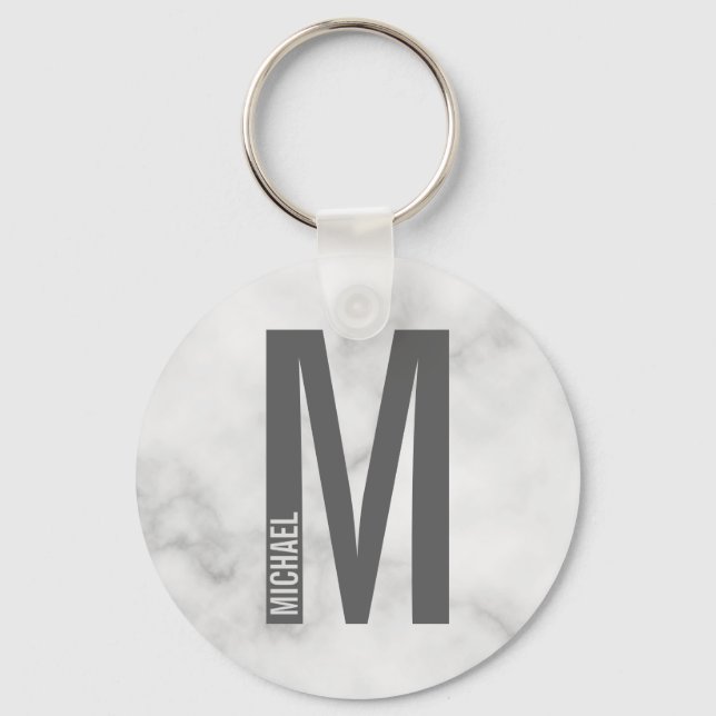 Porte-clés Monogramme et nom personnalisés modernes (Recto)