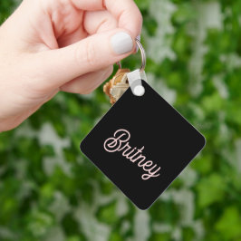 Porte-clés Monogramme et nom rose pâle moderne